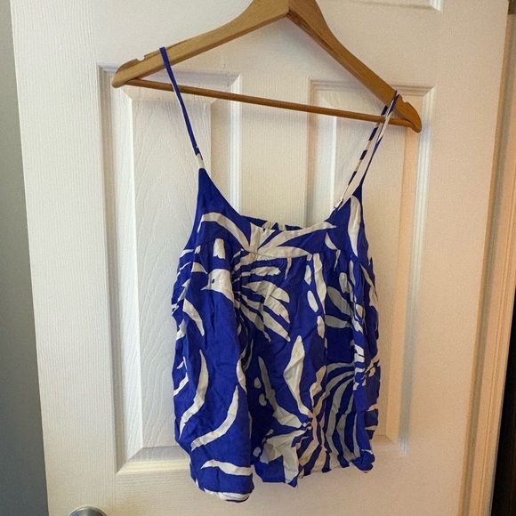 Patrons of Peace NWT royal blue white tank medium vacation print rayon - Picture 1 of 9